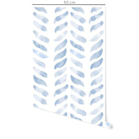 Carta da parati adesiva Herringbone in vinile azzurro - 1 rotolo 50x300 cm - Decochic