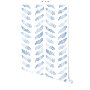 Carta da parati adesiva Herringbone in vinile azzurro - 1 rotolo 50x300 cm - Decochic