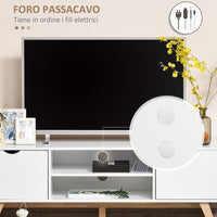 Mobile TV fino a 65” 150x39x50 cm in Truciolato e MDF Bianco