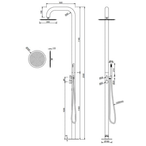 colonna doccia acciaio inox summer a pavimento da giardino da esterno outdoor *** confezione 1