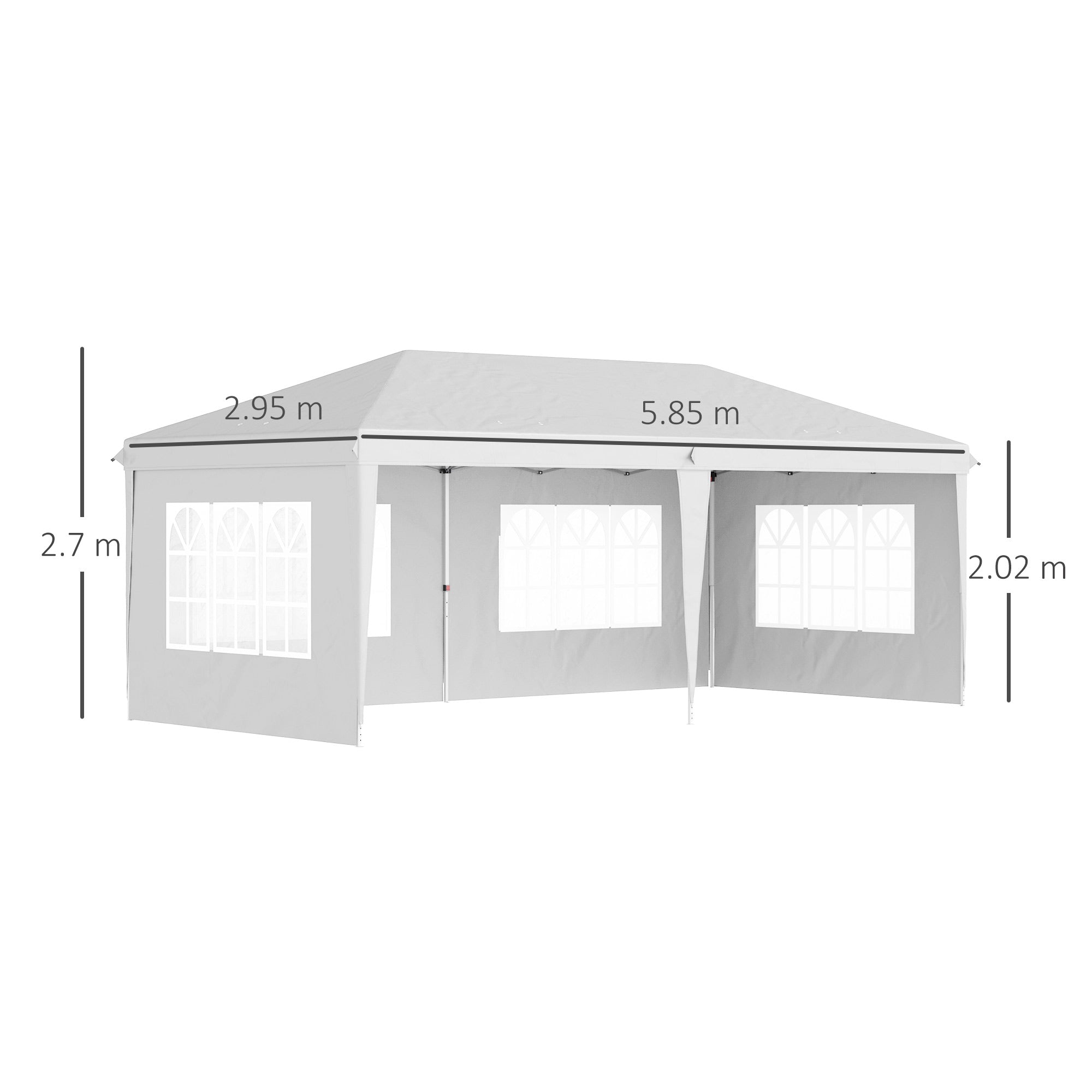 Gazebo da Giardino 5,85x2,95x2,7m in Acciaio e Poliestere Bianco