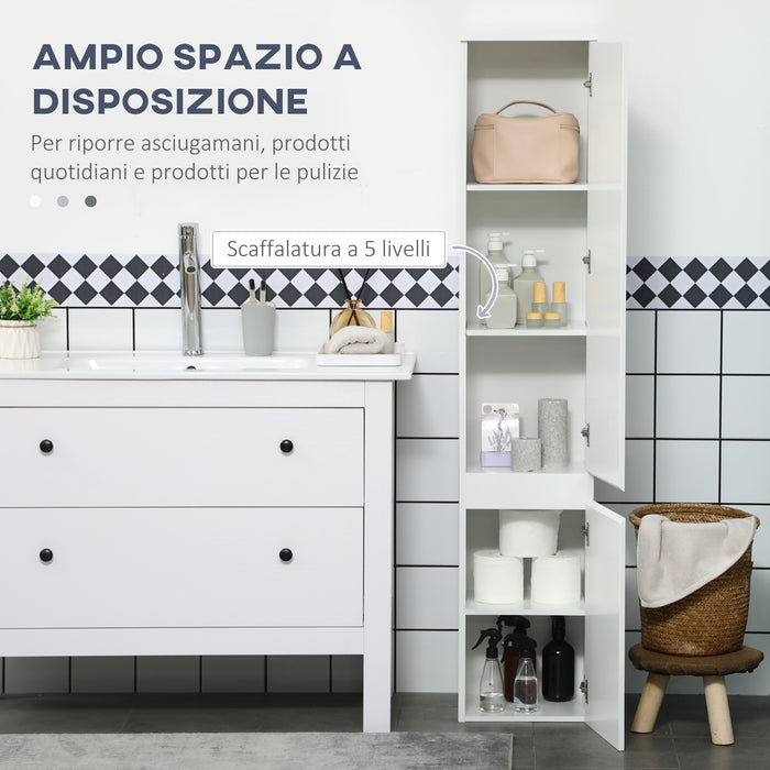 Mobile a Colonna Bagno 30x28x152,5 cm in Legno truciolare Bianco