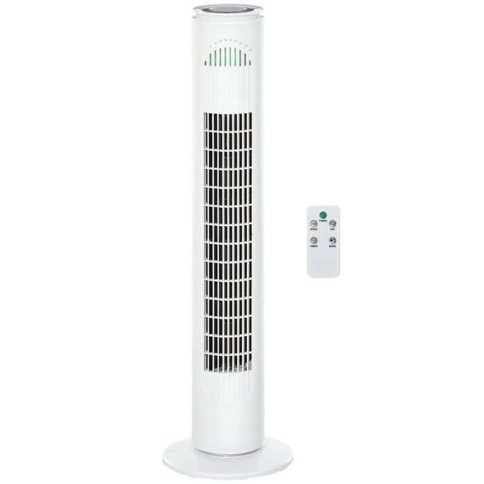 Ventilatore a Torre 45W a 3 Modalità e 3 Velocità con Timer da 10h Ø22 x 77A cm in ABS Bianco