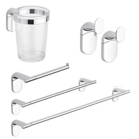 Set accessori bagno kit completo Zero Cromo 5 pezzi in Acciaio Cromato e ABS