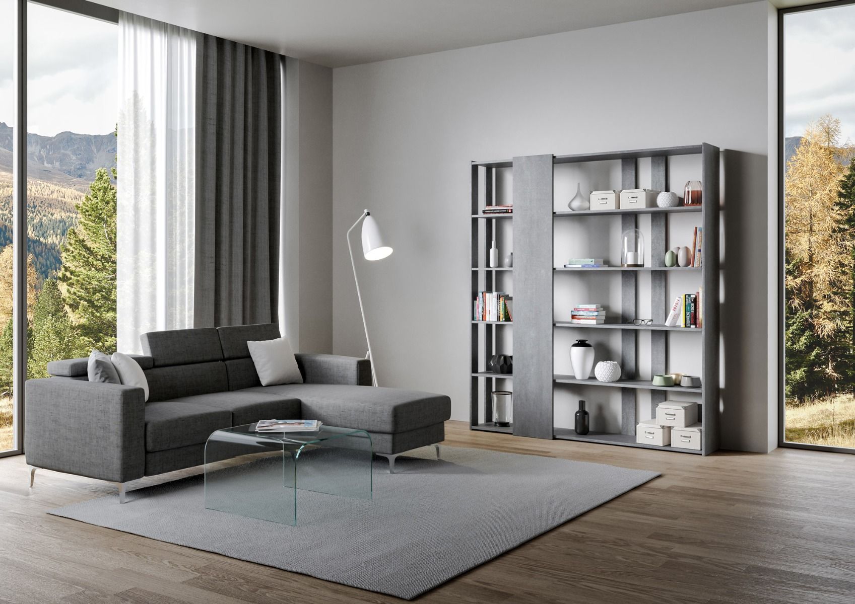 Libreria Moderna 5 Ripiani 178x36x204 cm in nobilitato Grigio