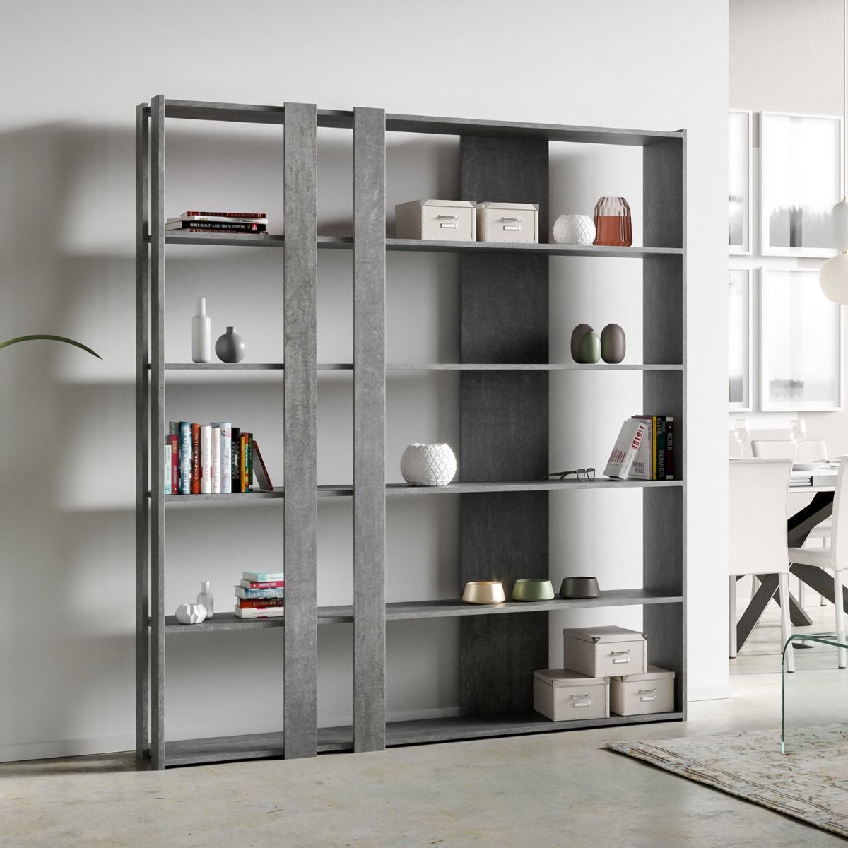 Libreria Moderna 5 Ripiani 178x36x204 cm in nobilitato Grigio