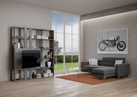 Libreria Moderna 5 Ripiani con Pannello per TV 178x36x204 cm in nobilitato Grigio