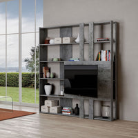 Libreria Moderna 5 Ripiani con Pannello per TV 178x36x204 cm in nobilitato Grigio