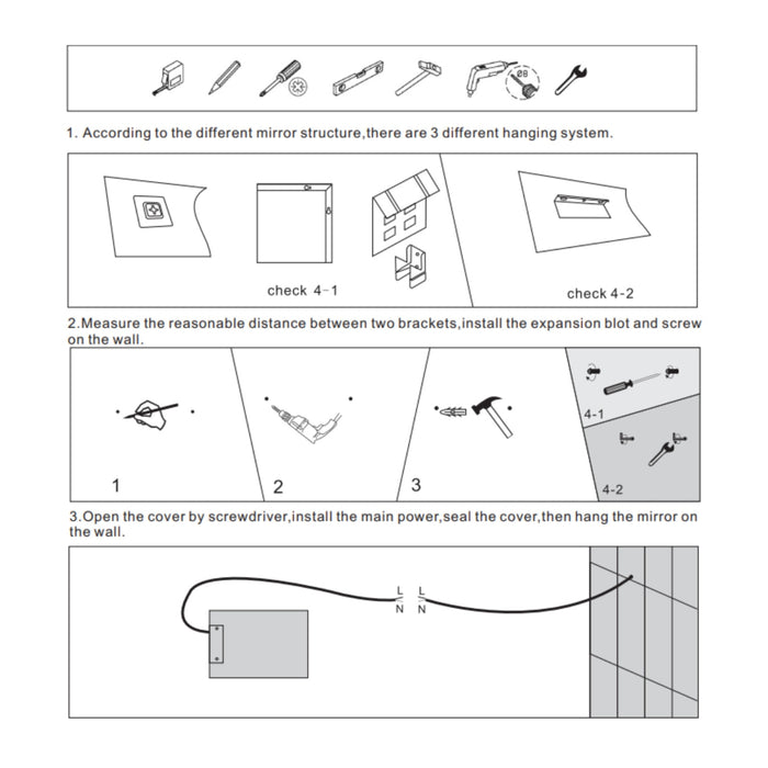 Ogomondo specchio 5 mm rettangolare squadrato cornice led interruttore touch *** misure 90x70 cm, tonalità dimmerabi...