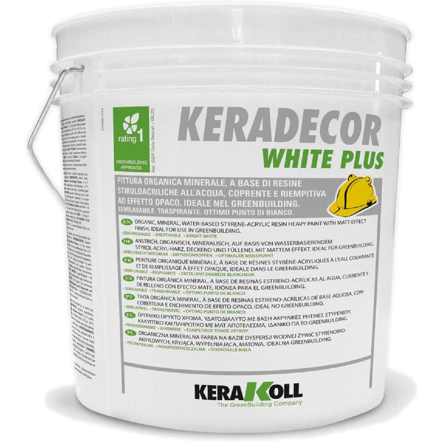 Keradecor Eco White Plus Pittura Semilavabile Traspirante, Bianco - Lt. 14