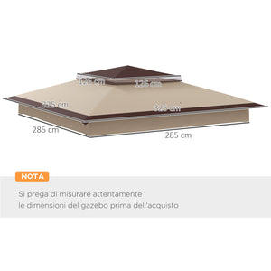 Tetto per Gazebo Pop Up da 3.25x3.25 m a 2 Livelli con Protezione UV 30+   Beige