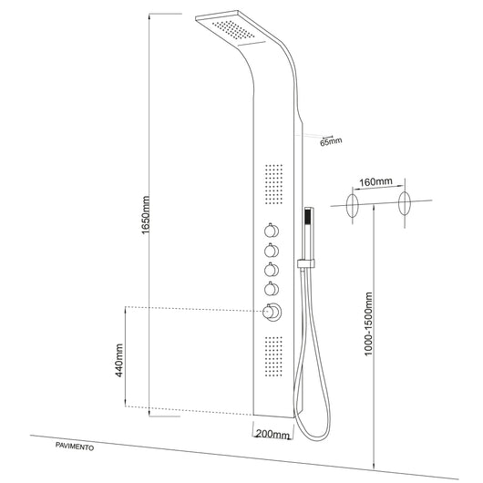 Colonna doccia 004 termostatica acciaio inox 4 funzioni getto a cascata 2 bocchette idro lombari l20xp44xh165 *** fin...