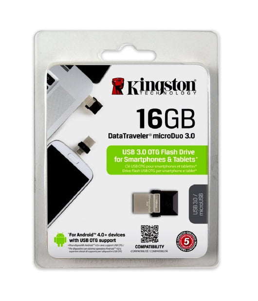 Kingston Pen Drive 16 Gb Con Attacco Usb 3.0/microusb Smartphone Tablet Duo-16gb         