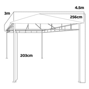 Kios - Gazebo da giardino 3x4 mt in ferro con tende laterali. Gazebo da giardino in ferro con telo di copertura e tende in poliestere color ecrù