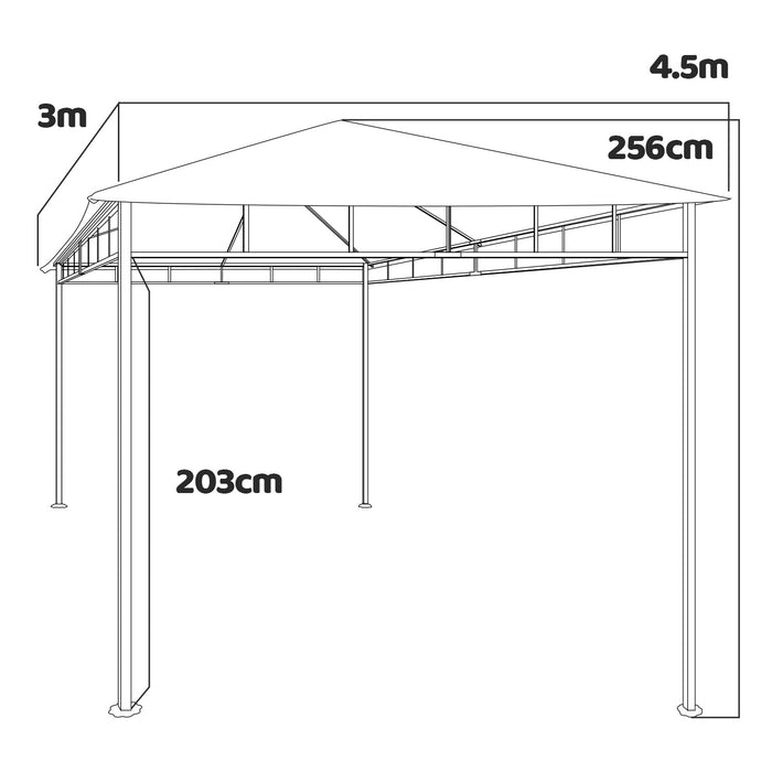 Kios - Gazebo da giardino 3x4 mt in ferro con tende laterali. Gazebo da giardino in ferro con telo di copertura e tende in poliestere color ecrù