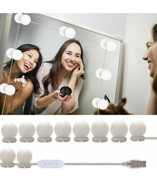 Kit 10 Pezzi Lampadine Luci Led Rotondi Per Specchio Trucco Make Up Bagno         