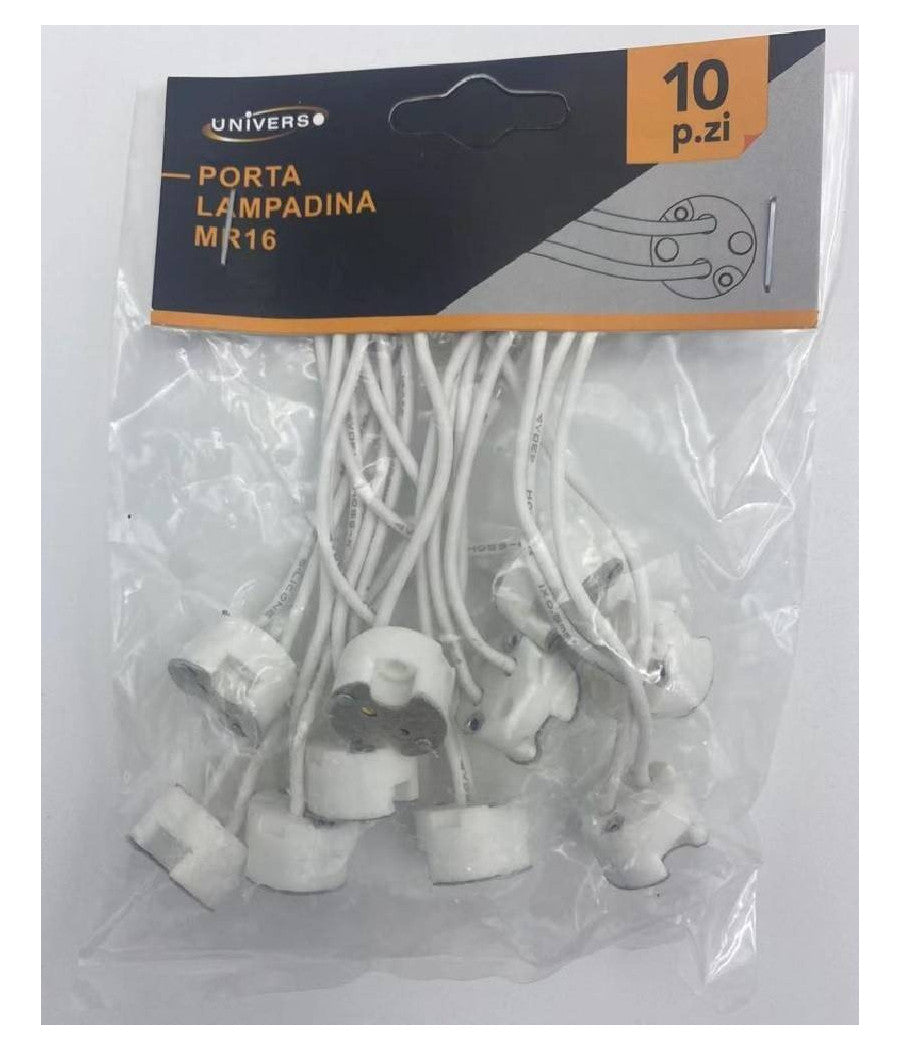 Kit 10 Pezzi Portalampada In Ceramica Per Faretti Attacco Mr16 Gu5.3 12v Yl106-10         