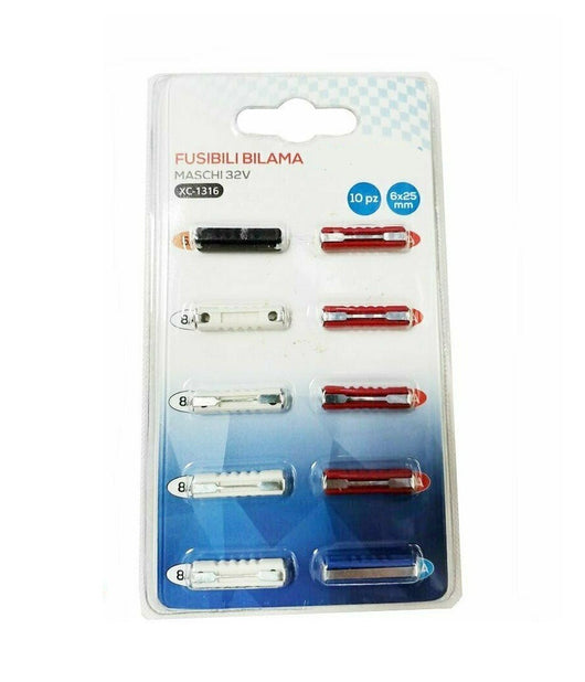 Kit 10 Pz Fusibili Bilama Auto Moto Scooter 6x25mm 5a/8a/16a/20a/25a/30a Xc-1316         