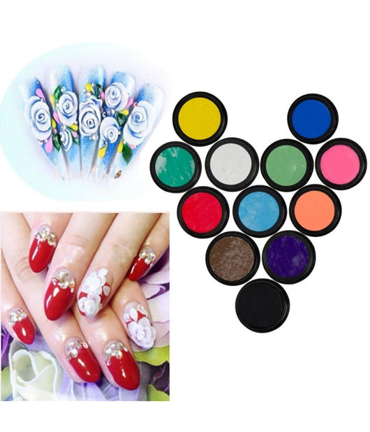 Kit 12 Pezzi Colori Acrilici 3d Gel Micropittura Nail Art Ricostruzione Unghie         