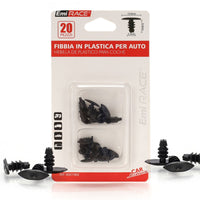 kit 20 pezzi Clip Fissaggio Plastiche a Bottone