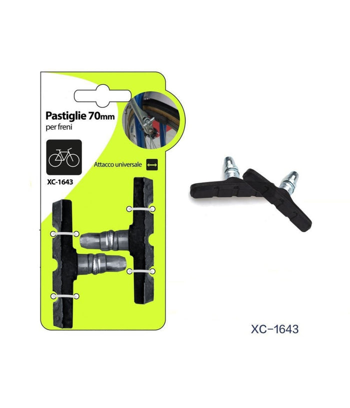 Kit 2pz Pastiglie Pattini Per Freni Bici Da 70 Mm Con Attacco Universale Xc-1643         