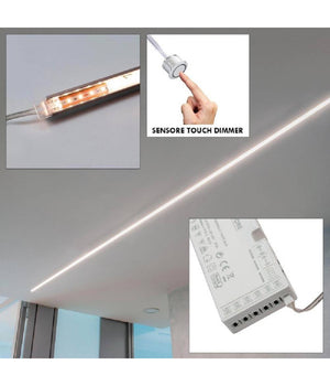 Kit 3pz Barra Led 36w Profilo Alimentatore 12v Luce 4000k Dimmerabile Sensore Touch         