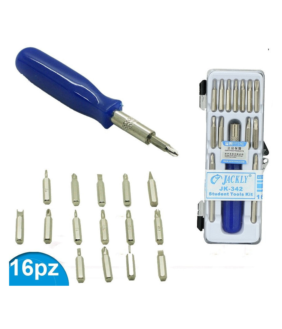 Kit Cacciavite 16pz Di Precisione Tools Punte Giravite Taglio Croce Torx         