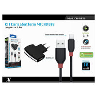 Kit Caricabatteria Adattatore Di Ricarica Con Cavo Micro Usb 1mt Maxtech Ca-s036         