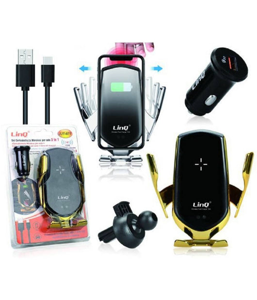 Kit Caricabatteria Wireless 3 In 1 Per Auto Universale Adattatore Cavi Jjt-877         