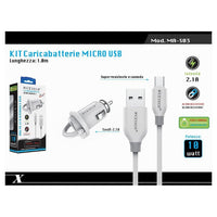 Kit Caricabatterie Caricatore Da Auto + Cavo Micro Usb 1mt 10watt Maxtech Ma-s03         