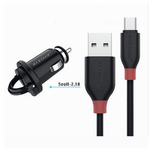 Kit Caricabatterie Caricatore Da Auto + Cavo Micro Usb 1mt 10watt Maxtech Ma-s03         