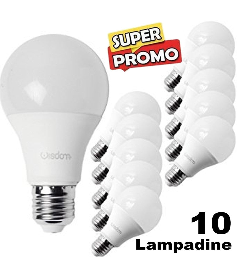 Kit Da 10 Lampadine Led E27 Da 12w Luce Bianco Freddo Caldo Classe A  -bianco Freddo      -