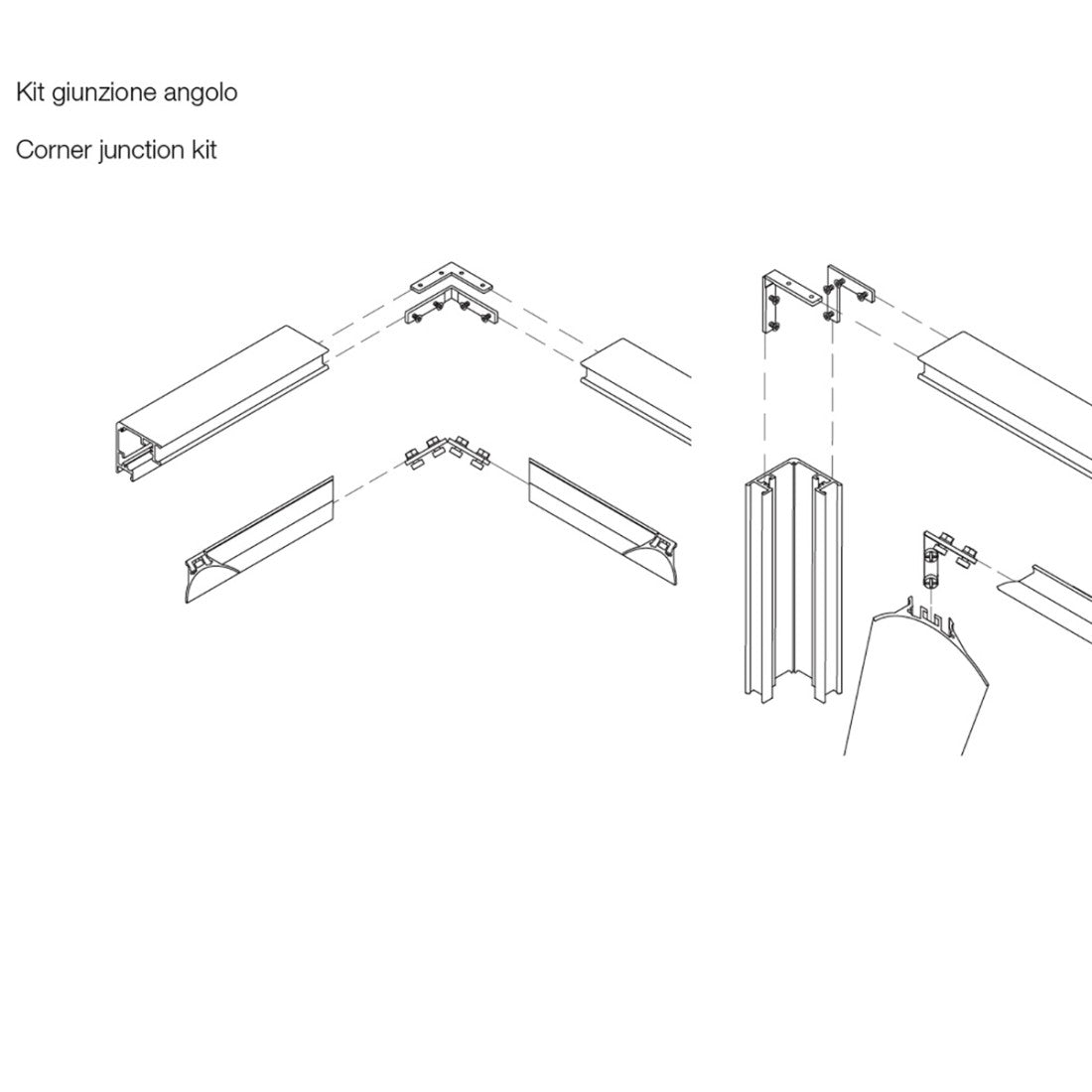 Kit giunzione angolo gea led lubiana plukia argento