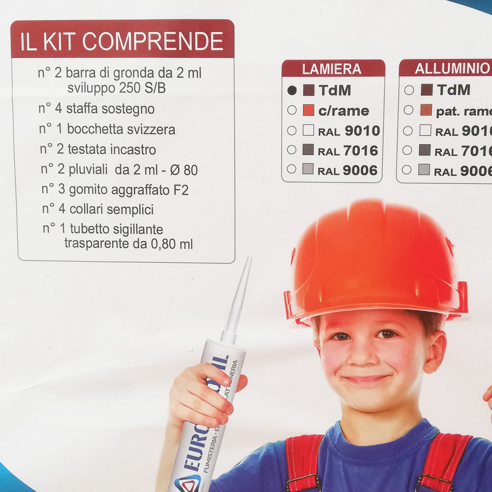 Kit grondaia tonda colore testa di moro