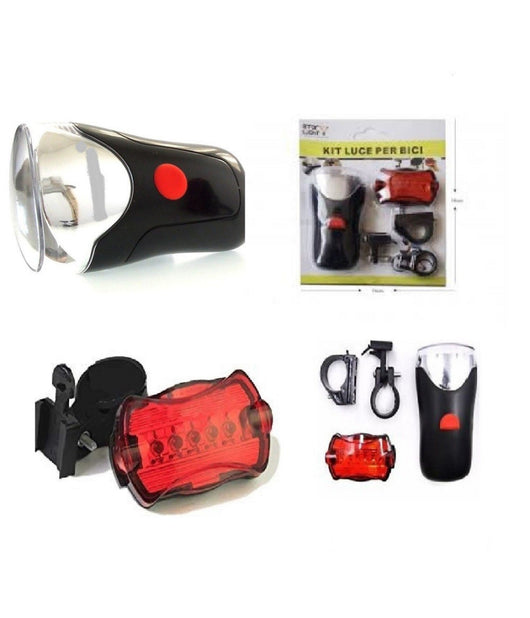 Kit Luci Led Per Bici Faro Bicicletta Stop Luce Posteriore E Led Anteriore Nero         