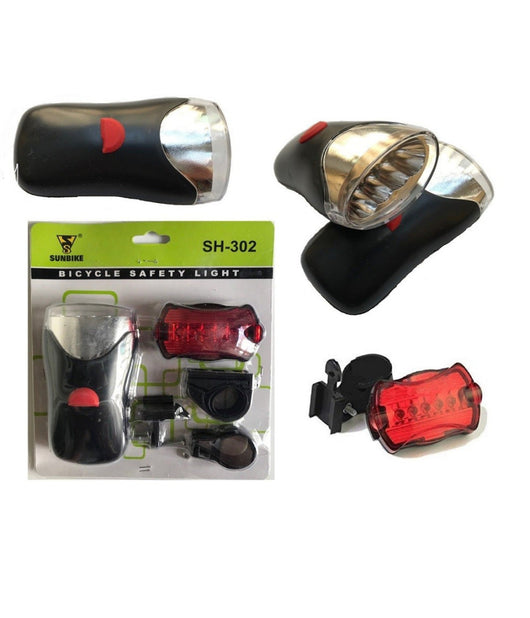 Kit Luci Led Per Bici Faro Bicicletta Stop Luce Posteriore E Led Anteriore Nero         