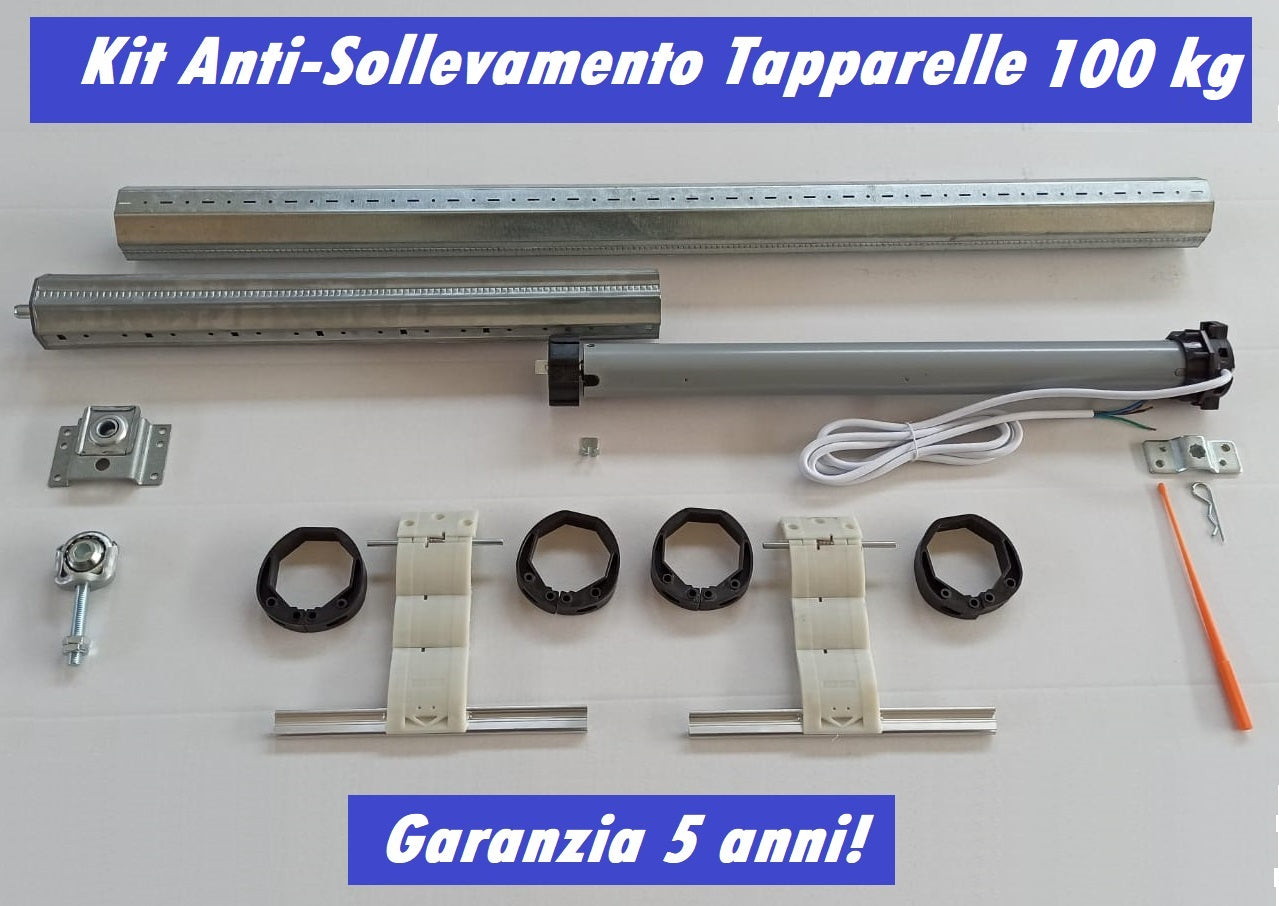 Motori Tapparelle 100 kg 50 Nm Kit Sicurezza Anti Sollevamento Rullo da 60 cm a 95 cm Completo con Blocchi di Sicurezza