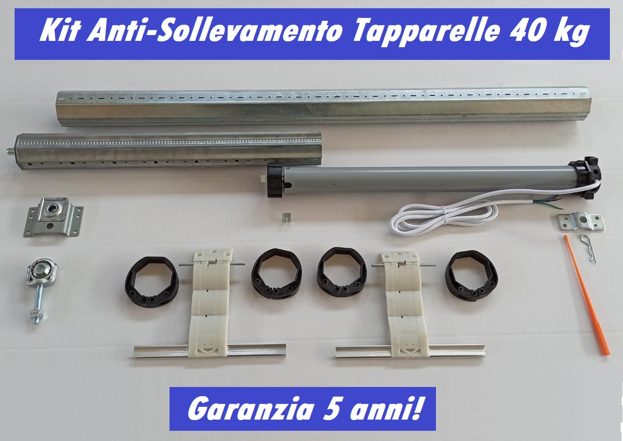 Kit Motore Tapparella Elettrica 40 kg 20 Nm Sicurezza Anti Sollevamento Rullo da 190 cm a 225 cm Completo con Blocchi di Sicurezza