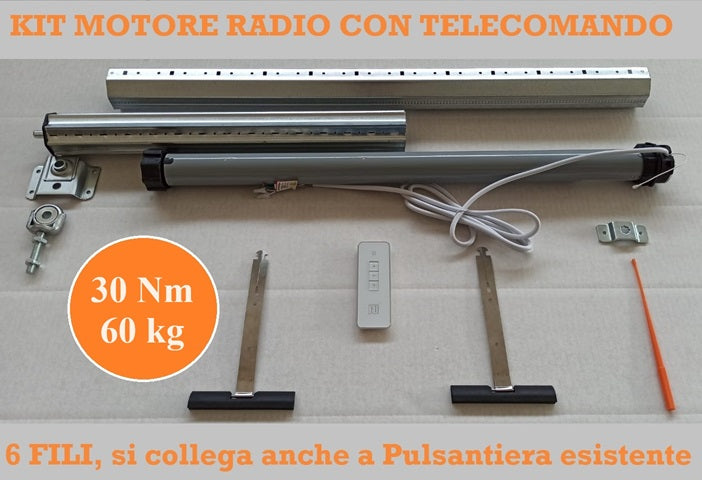 Kit motore tapparelle con telecomando 40 kg 20 Nm Rullo da 160 cm a 195 cm Completo con Molle di Sicurezza 