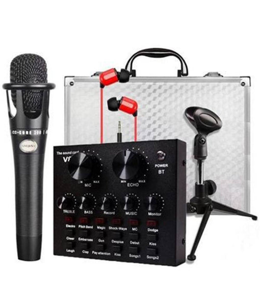 Kit Per Registrazione Audio Con Effetti Sonori Live Scheda E Microfono Supporto         