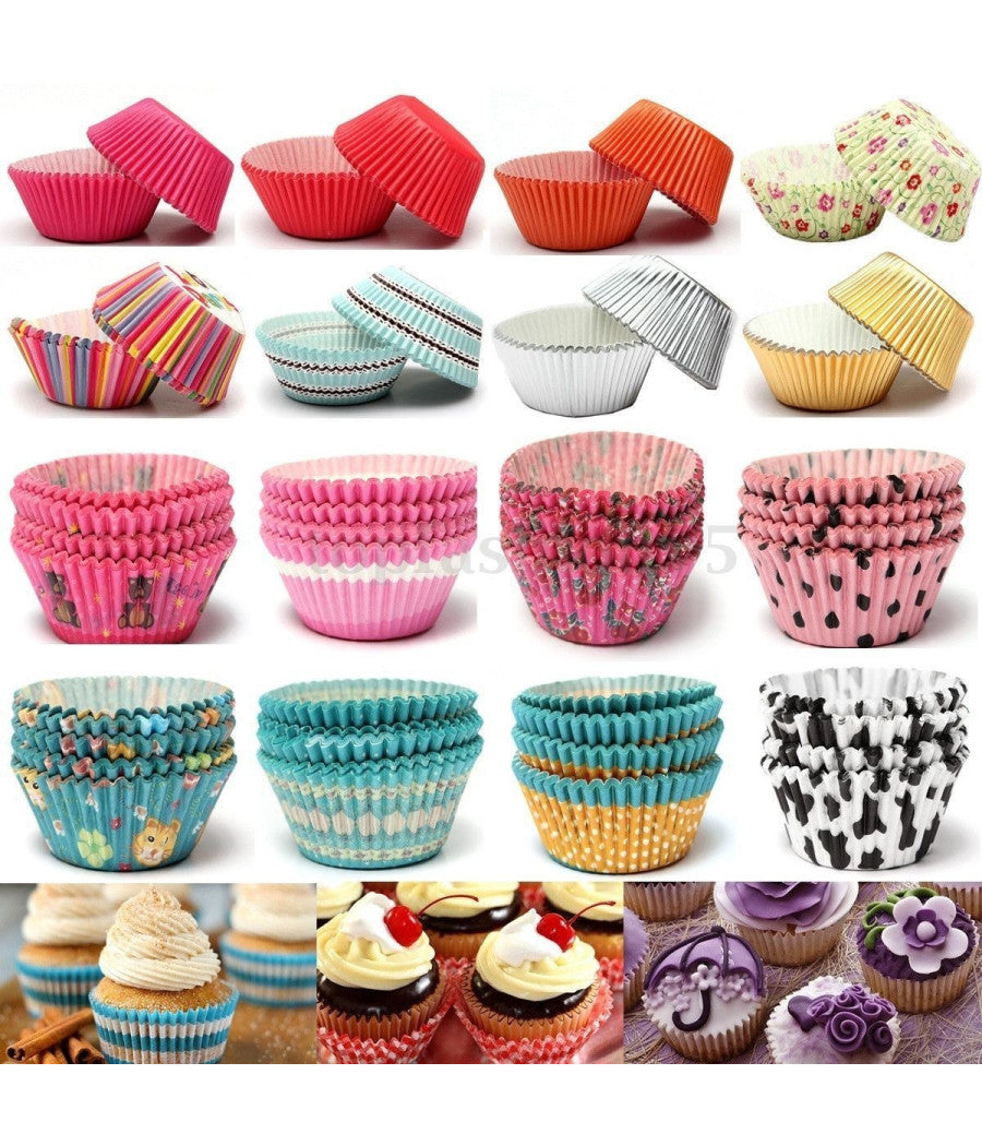 Kit Pirottini Carta Oleata Cupcake Cases Per Stampi Torta Muffin Colori Misti       -720 Pezzi -