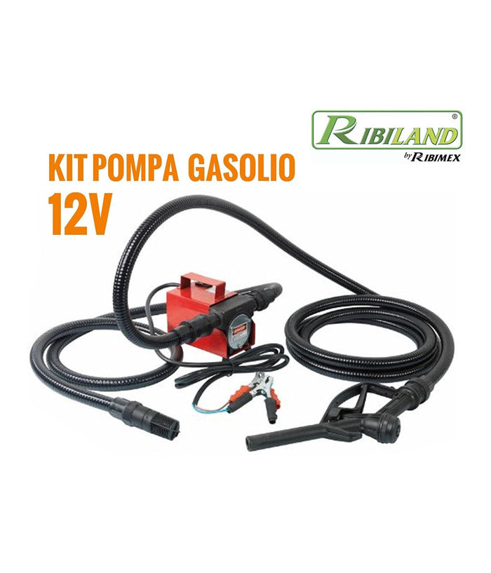 Kit Pompa Gasolio 12v Travaso Autoadescante Con Tubi Raccordi Pistol Prkg12v         