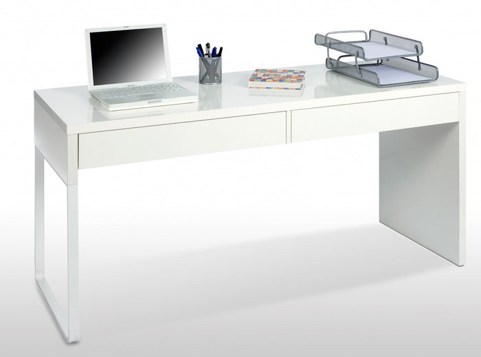 Scrivania Portacomputer In Kit Cm. 138 X 50 X 75 H Bianco Lucido