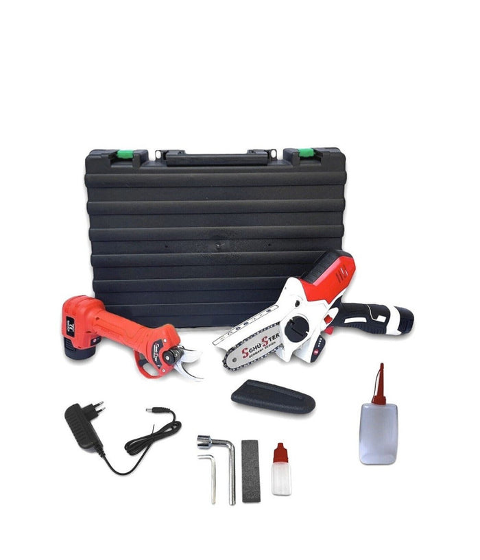 Kit Potatura 2 In 1 Forbici Cesoia Motosega Elettrica A Batteria 18v 1.5 Ah         