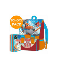 Kit Scuola School Pack Zaino Estensibile + Astuccio 3 Zip Disney Planes         