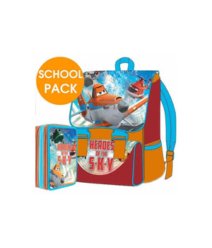 Kit Scuola School Pack Zaino Estensibile + Astuccio 3 Zip Disney Planes         