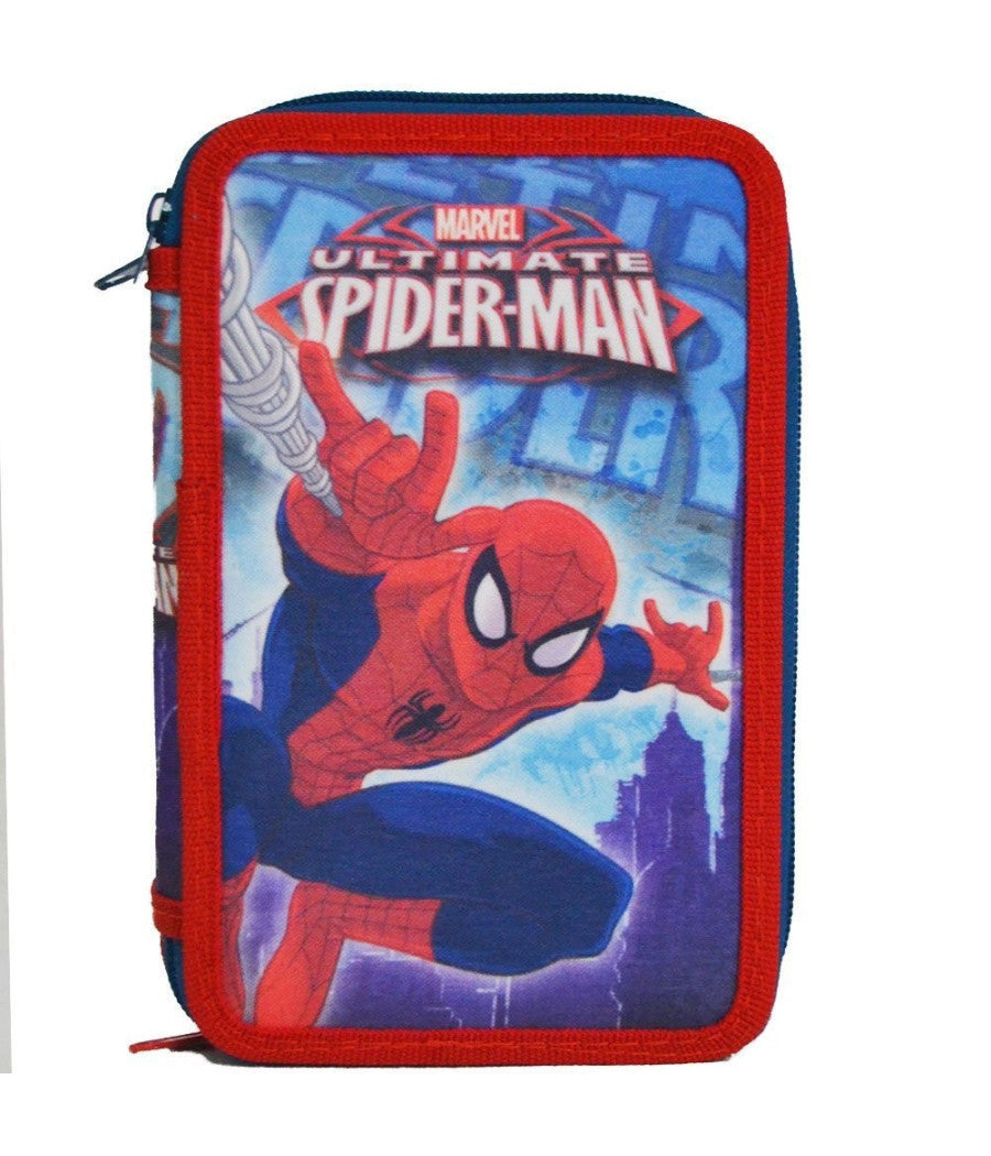 Kit Scuola School Pack Zaino Estensibile + Astuccio 3 Zip Marvel Spiderman         