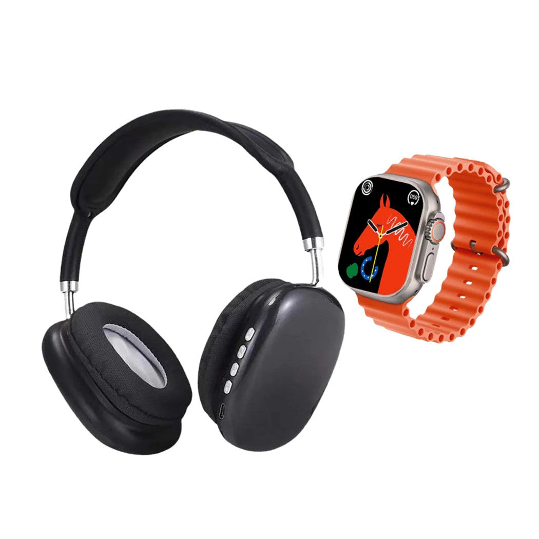 Trade Shop - Kit Smartwatch Con Cuffie Grandi Per Esperienza Completa Impermeabile Ip67 Bt5.3         