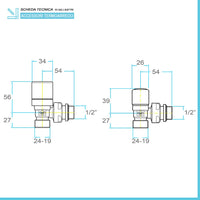 Kit valvola termostatica e detentore cromo con raccordi multistrato 20x2