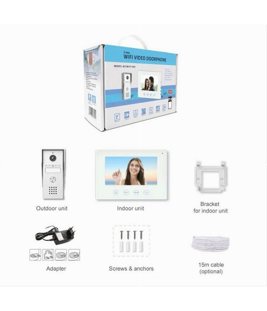 Kit Videocitofono Wifi Monofamiliare Smart Monitor 7" Wireless 2 Fili App Sd-b17         